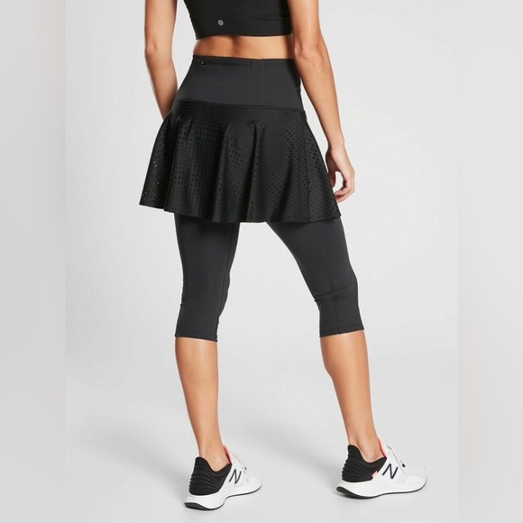 NWOT Athleta Size Small A-Game 2 in 1 Crop Stash Pocket Black Leggings Skirt - Picture 10 of 12